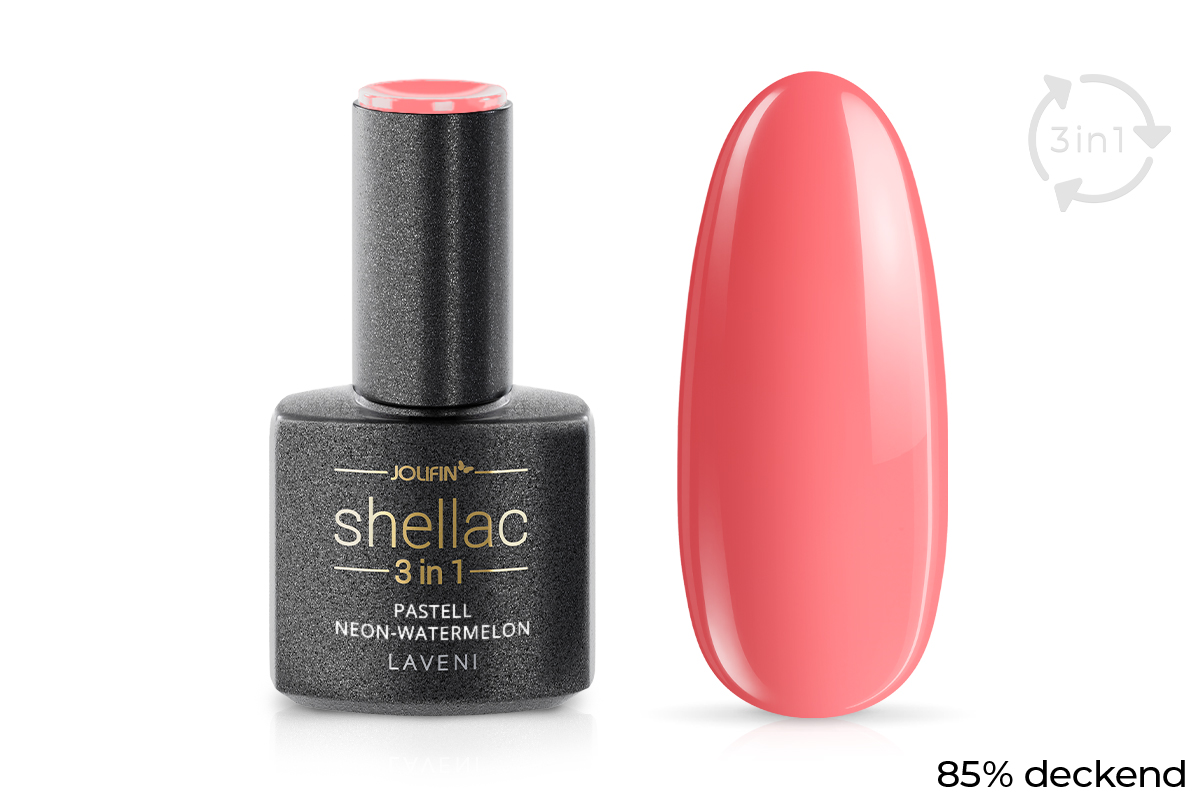 Jolifin LAVENI 3in1 Shellac - pastell neon-watermelon 10ml