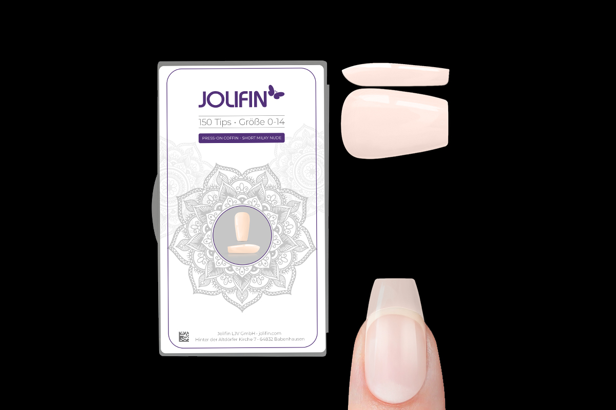 Jolifin 150er Tipbox Press-On Coffin - short milky nude