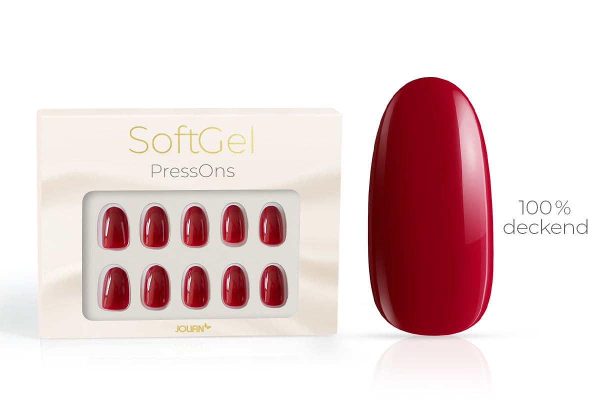 Jolifin SoftGel PressOns - short round - red