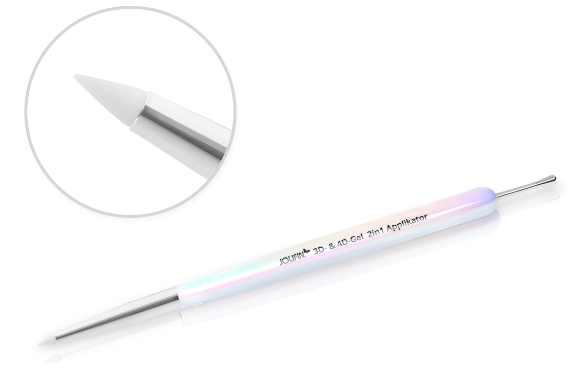 Jolifin Aurora Brush white - 3D & 4D Gel 2in1 Applicator