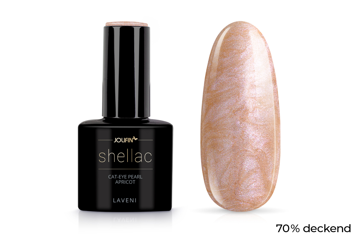 Jolifin LAVENI Shellac - Cat-Eye pearl apricot 10ml