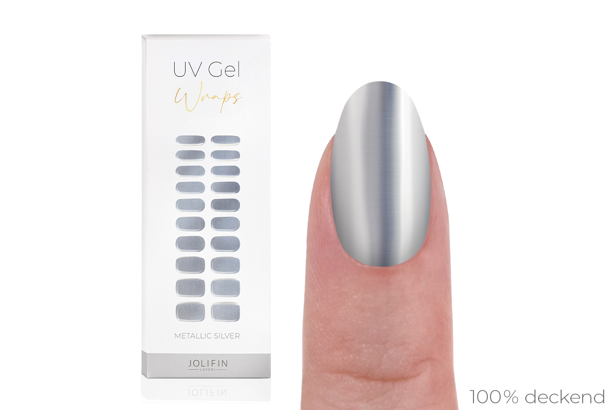 Jolifin LAVENI UV Gel-Wraps - metallic silver