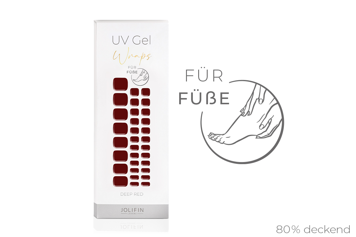 Jolifin LAVENI UV Gel-Wraps für Füße - deep red