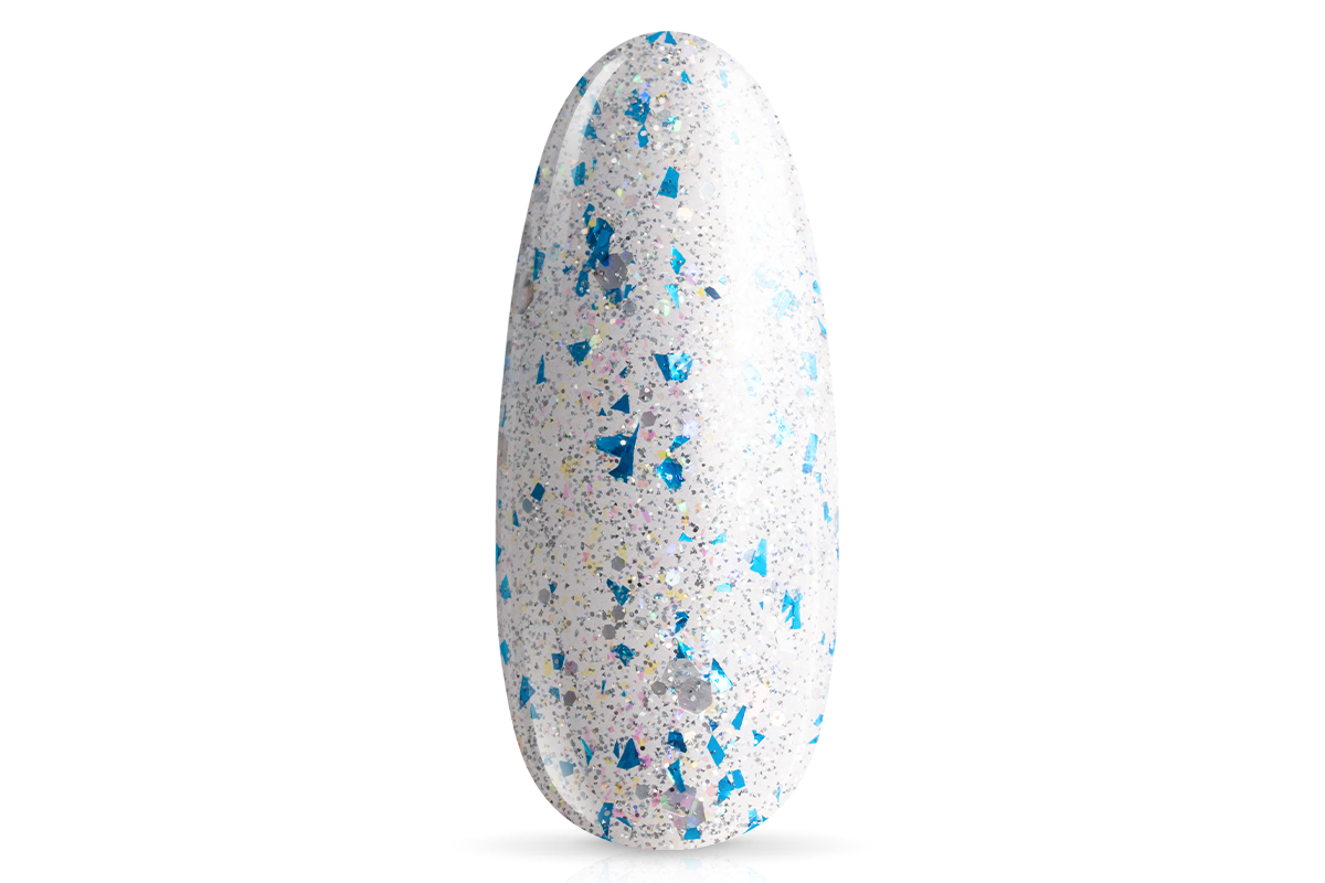 Jolifin LAVENI Shellac - Top-Coat ohne Schwitzschicht FlashOn blue flakes 10ml