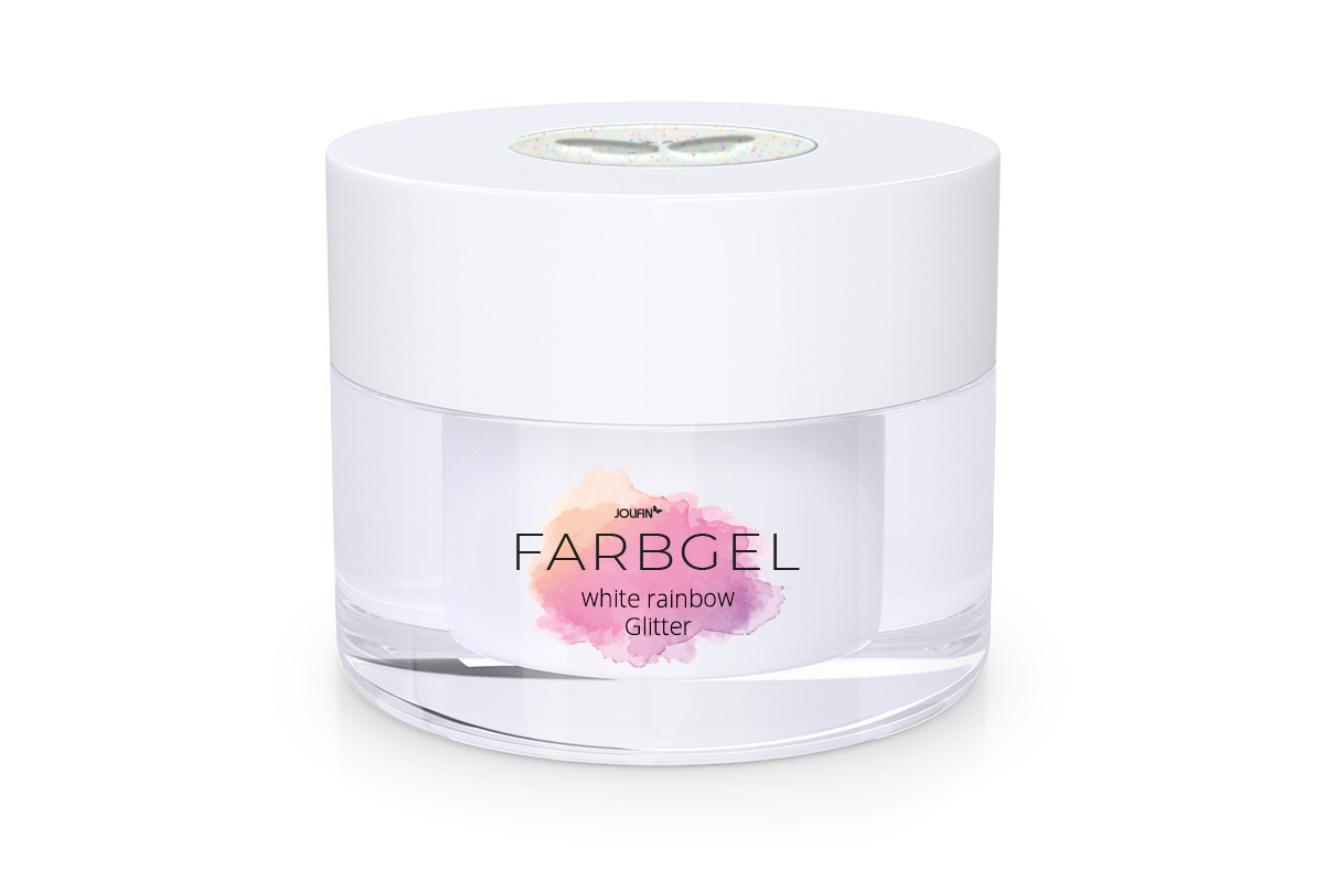 Jolifin colour gel white rainbow glitter 5ml