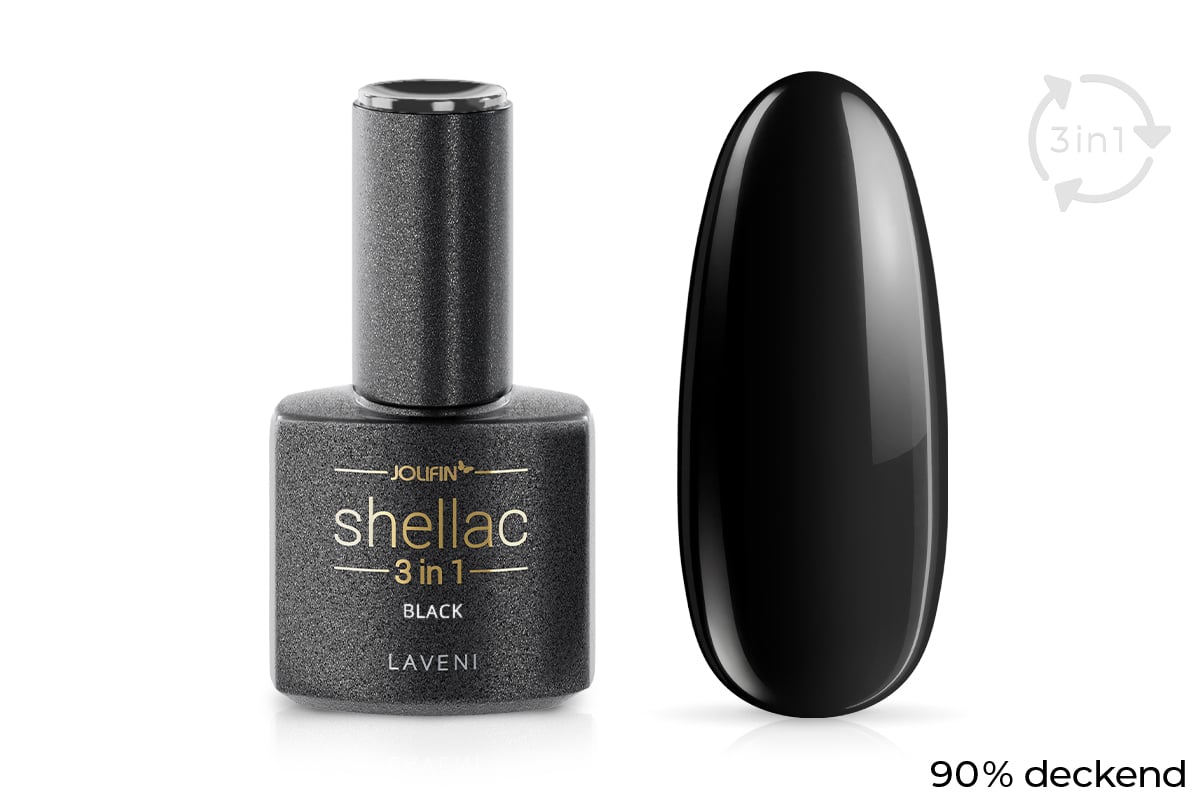 Jolifin LAVENI 3in1 Shellac - black 10ml