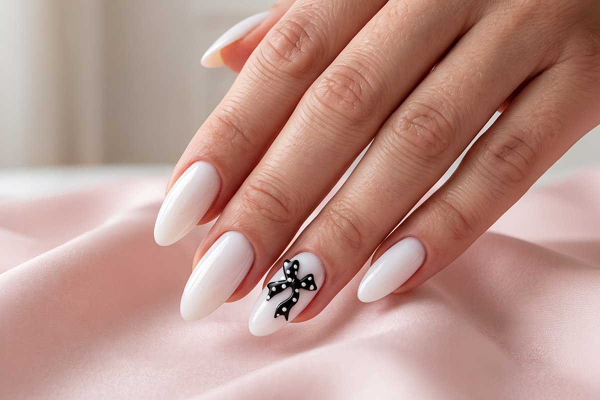 Jolifin Overlay - Schleife Polka Dots weiß & schwarz