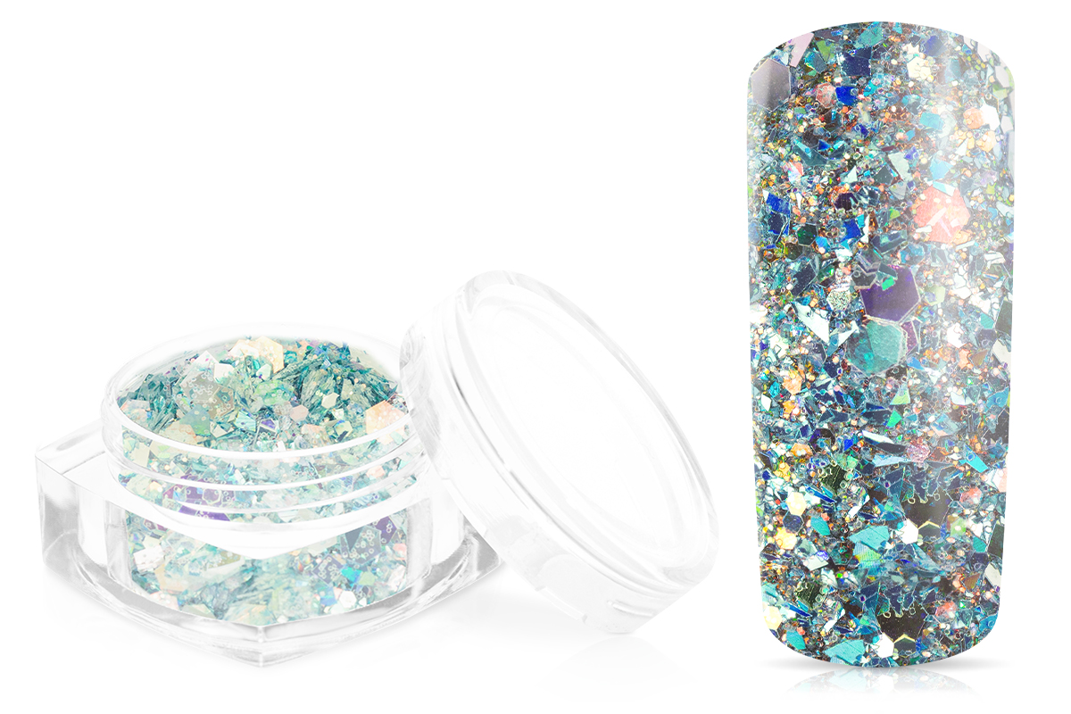 Jolifin Hexagon Glittermix silver-turquoise