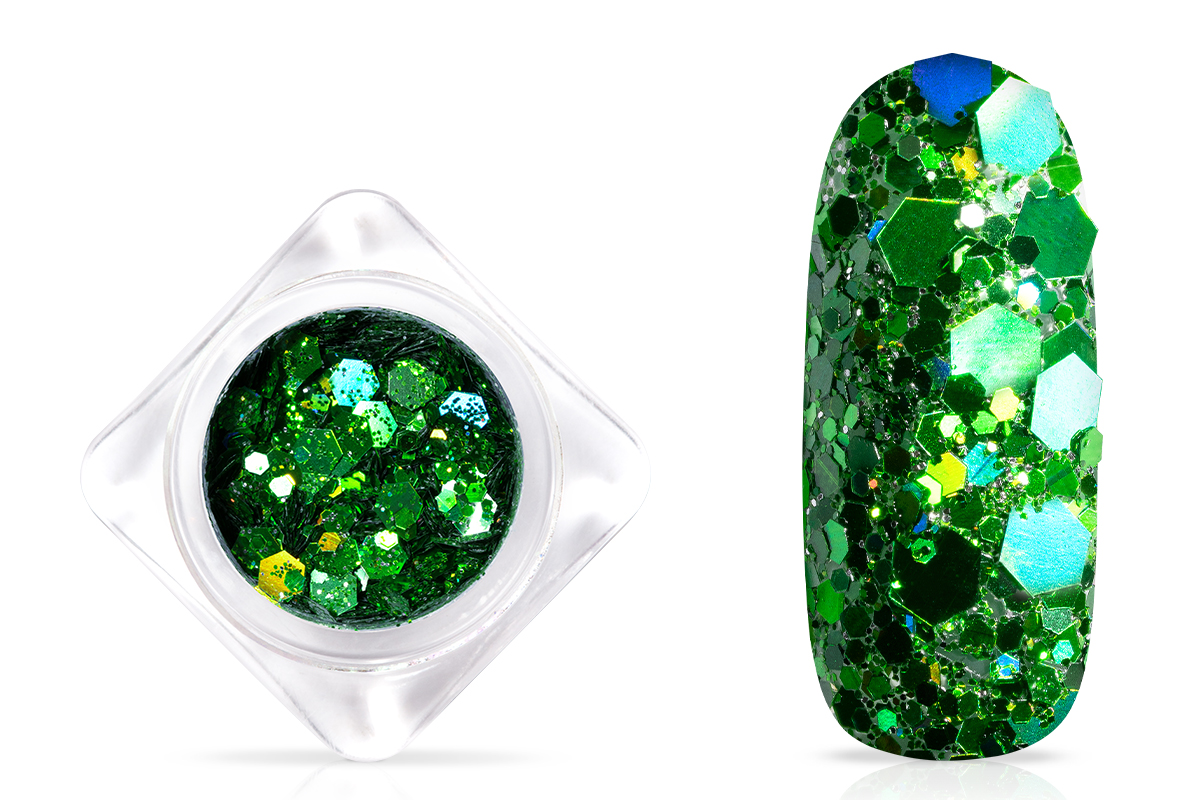 Jolifin Hexagon Glittermix - hologram green