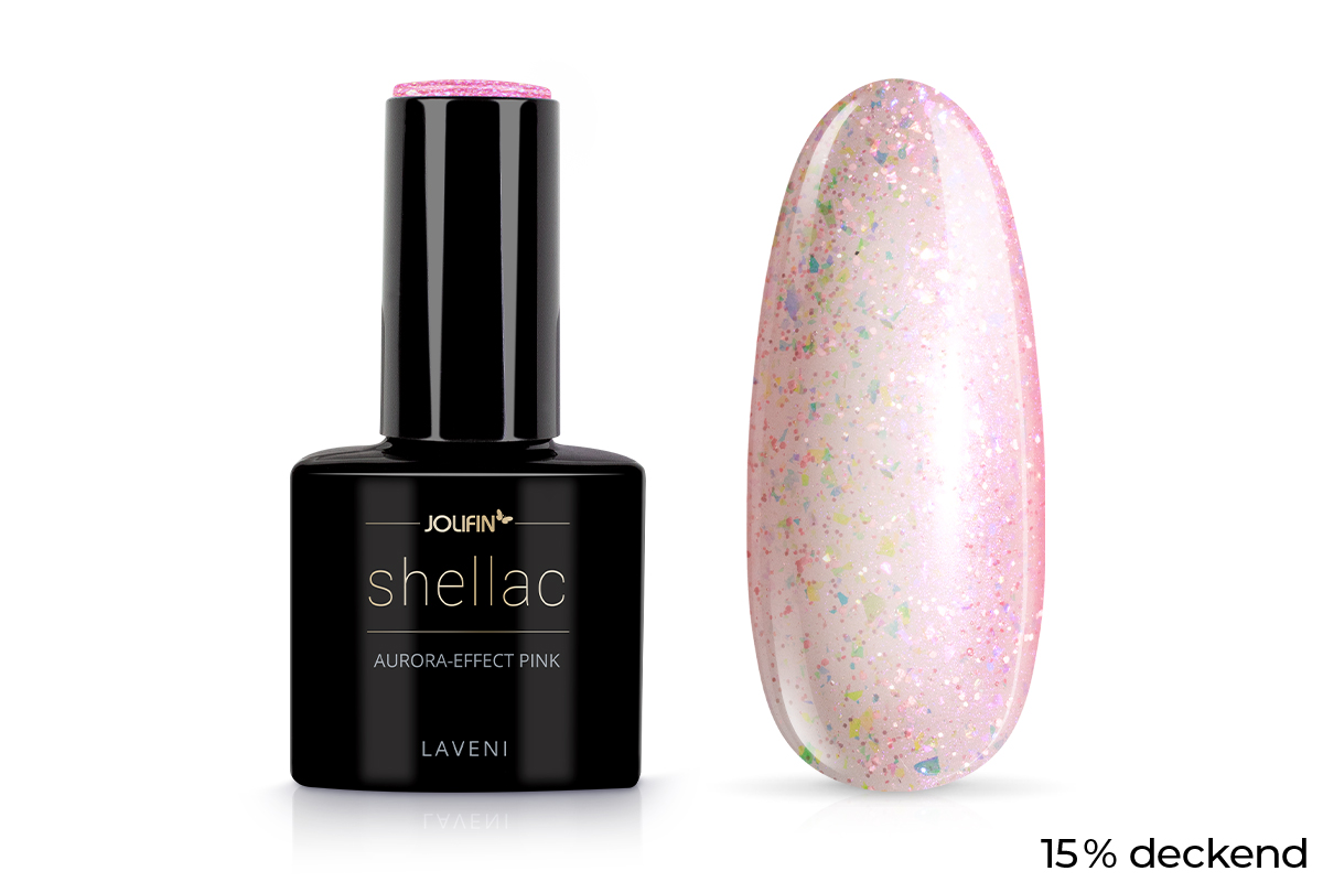 Jolifin LAVENI Shellac - aurora-effect pink 10ml