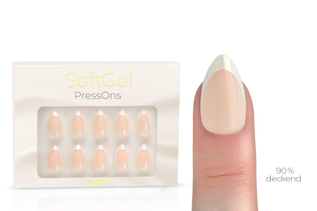 Jolifin SoftGel PressOns - short almond - French aurora pearl