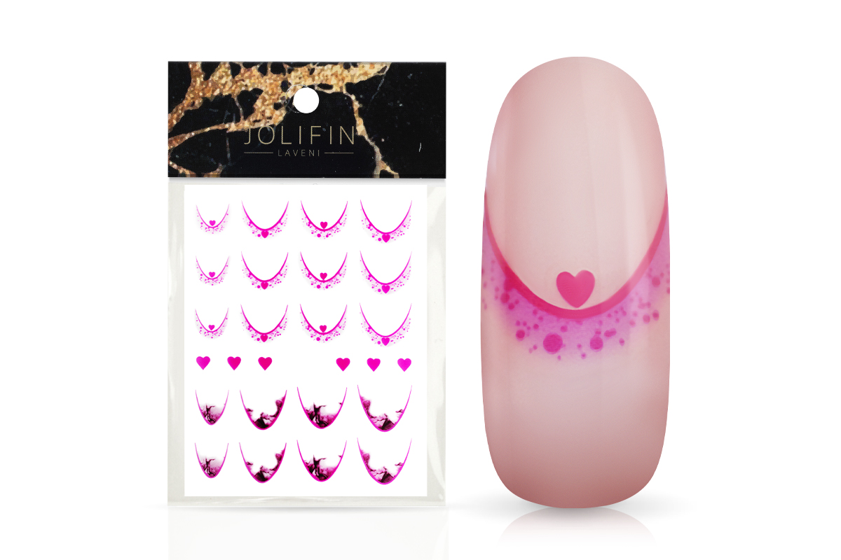 Jolifin LAVENI XL Sticker - Ombre French pink hearts & marble