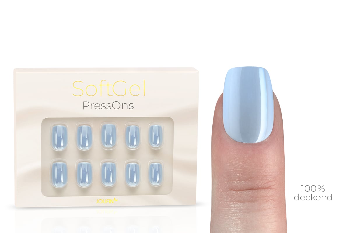 Jolifin SoftGel PressOns - short square - blue pearl