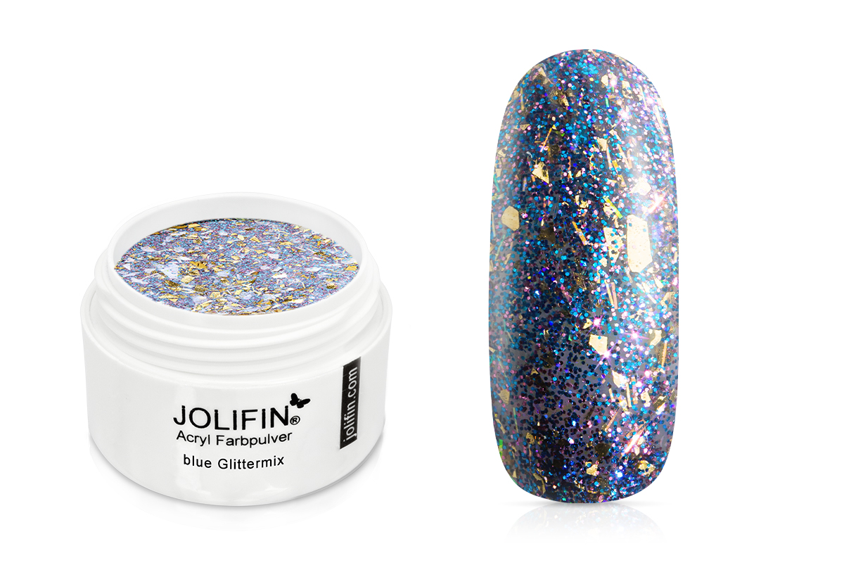 Jolifin Acrylic Colour Powder - Blue Glittermix 5g