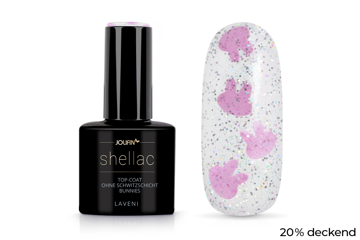 Jolifin LAVENI Shellac - Top-Coat ohne Schwitzschicht bunnies 10ml