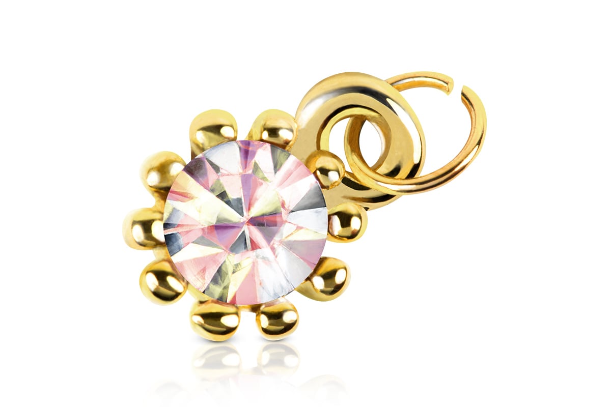 Jolifin nail piercing gold with iridescent stone
