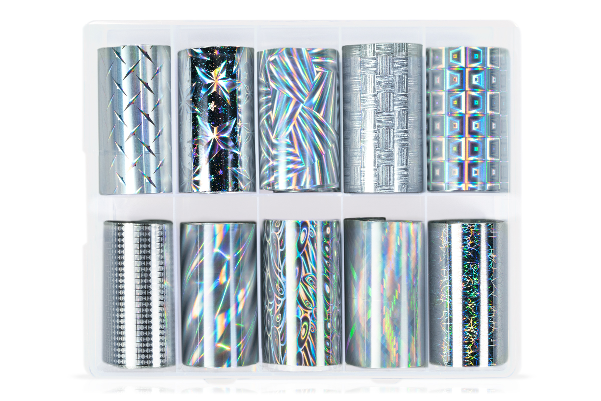 Jolifin Transfer Nail Foil Box - Silver Mix