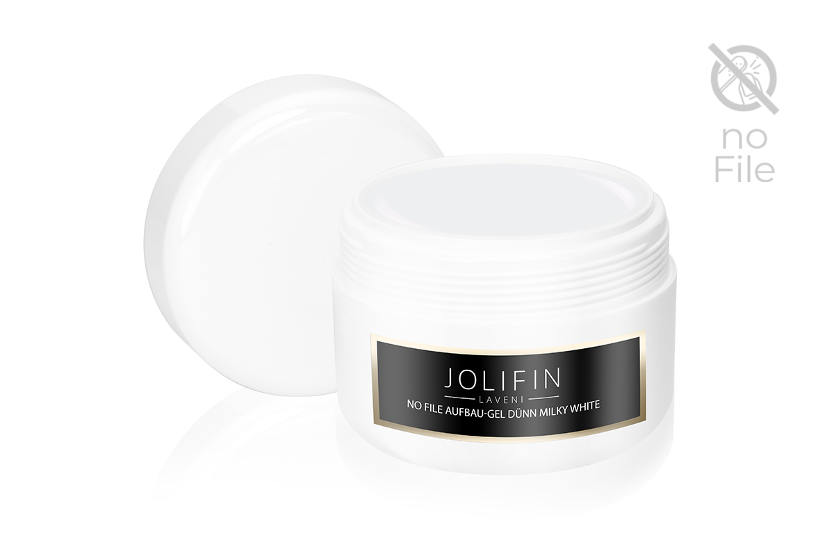 Jolifin LAVENI Refill - No File Aufbau-Gel dünn milky white 250ml