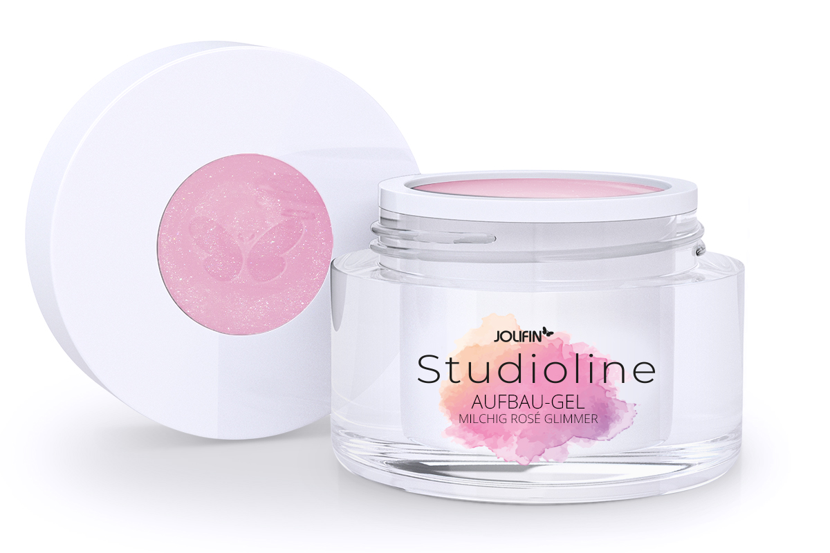 Jolifin Studioline - Aufbau-Gel milchig rosé Glimmer 30ml