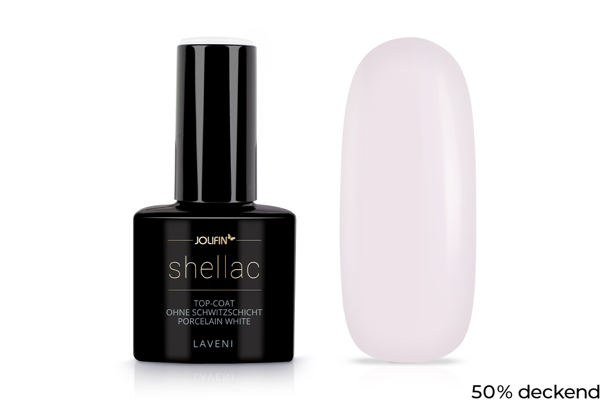 Jolifin LAVENI Shellac - Top-Coat ohne Schwitzschicht porcelain white 10ml