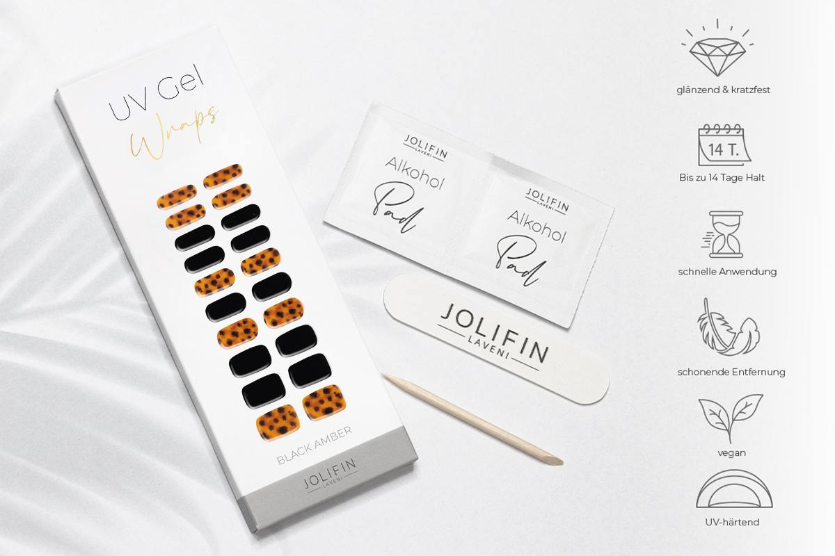 Jolifin LAVENI UV Gel Wraps - black amber