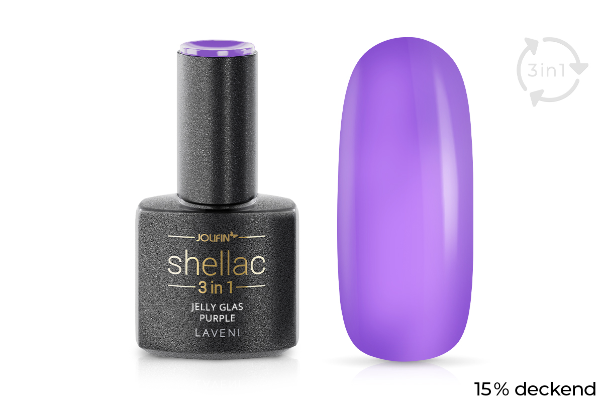 Jolifin LAVENI 3in1 Shellac - Jelly Glas purple 10ml