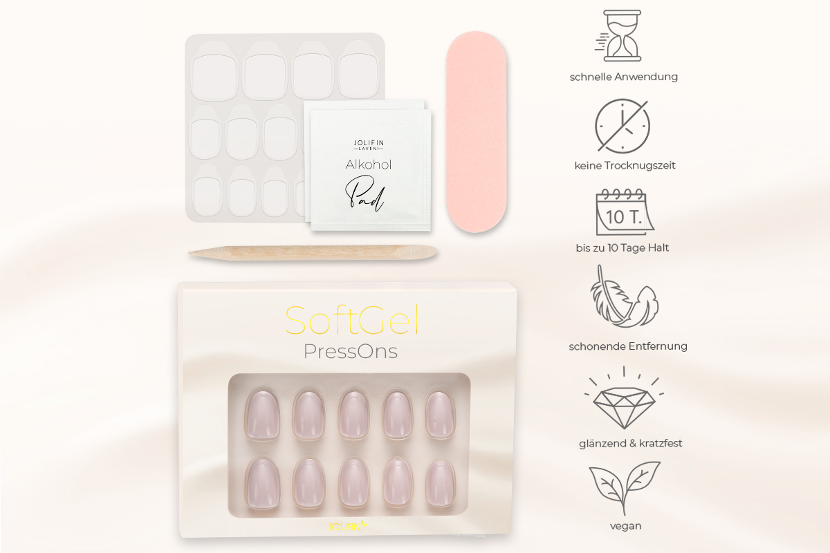 Jolifin SoftGel PressOns - short round - nude-brown