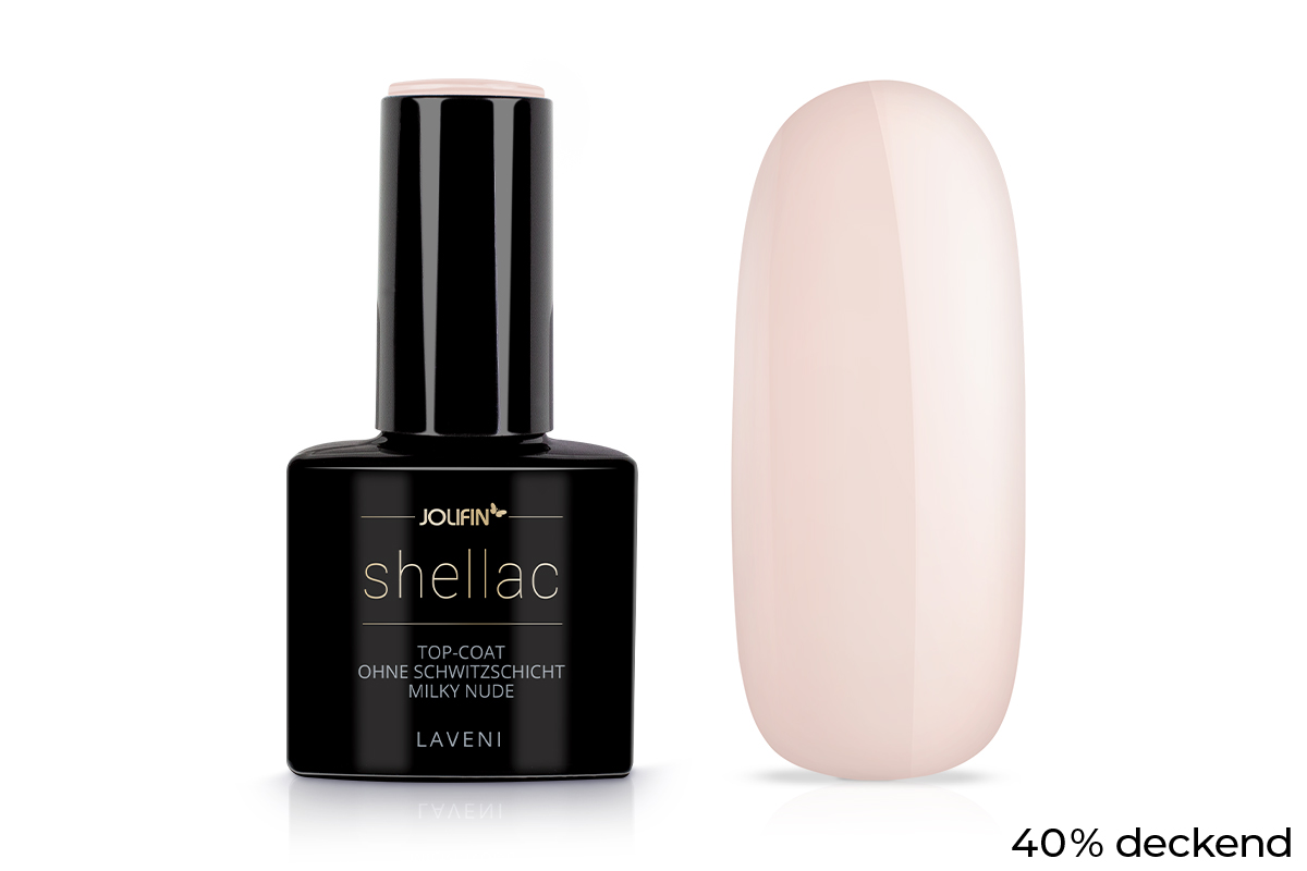 Jolifin LAVENI Shellac - Top-Coat without sweat layer milky nude 10ml