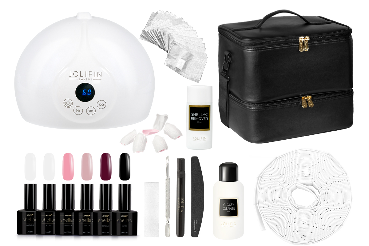 Jolifin LAVENI Shellac Starter-Set - M - Luna Gerät & Aufbewahrungstasche