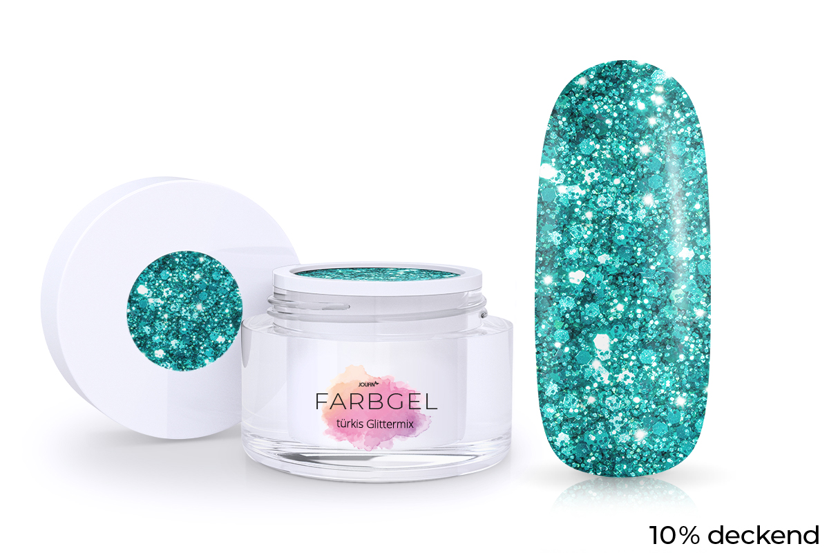 Jolifin colour gel turquoise glitter mix 5ml