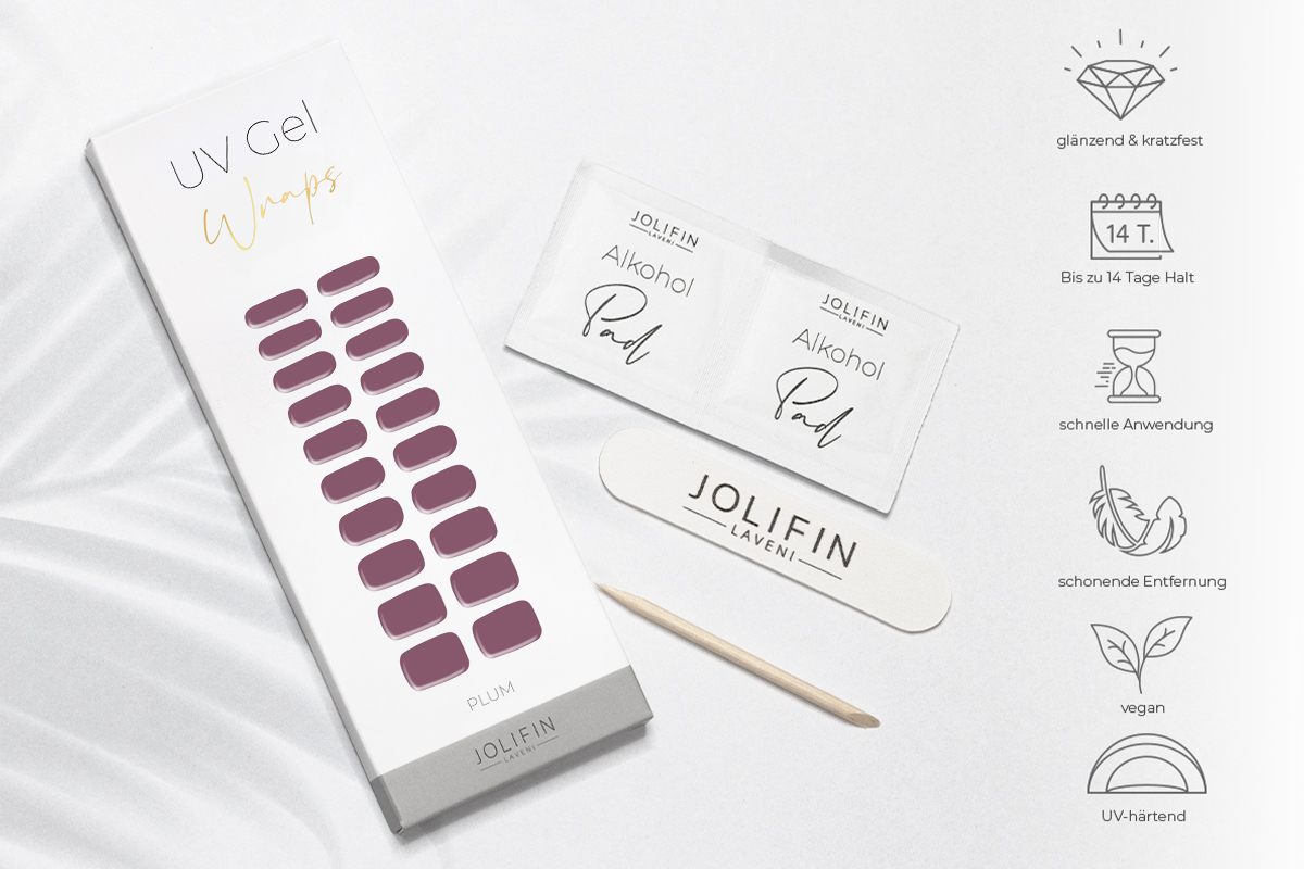 Jolifin LAVENI UV Gel Wraps - plum