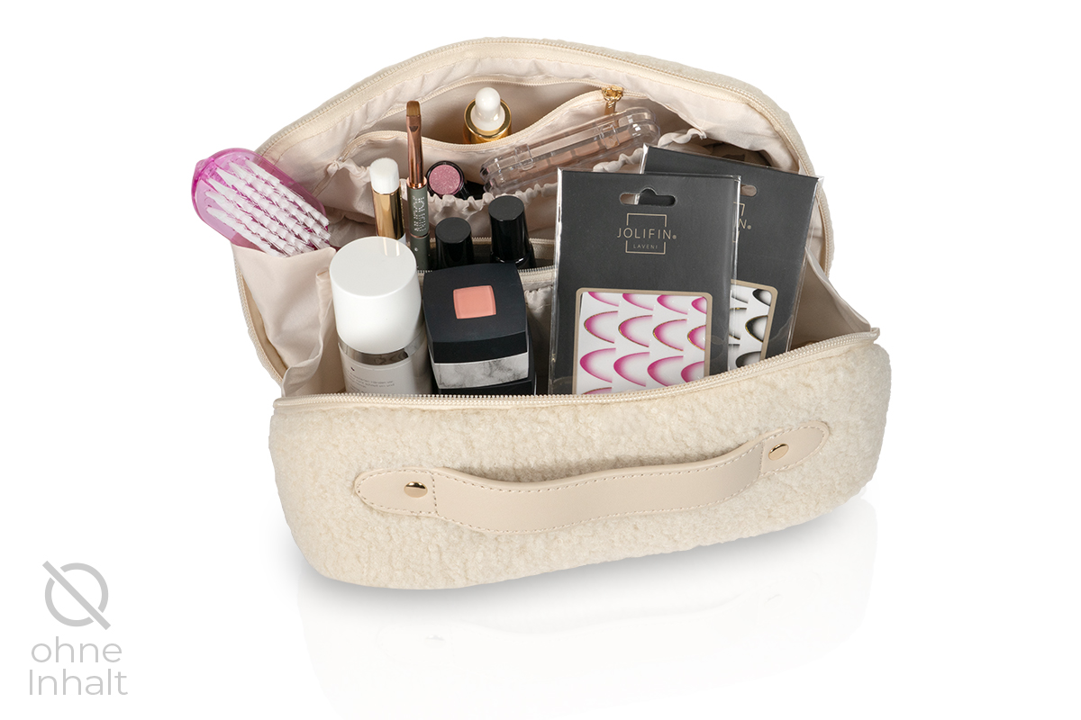 Jolifin Kosmetik- & Pinseltasche - beige Teddy