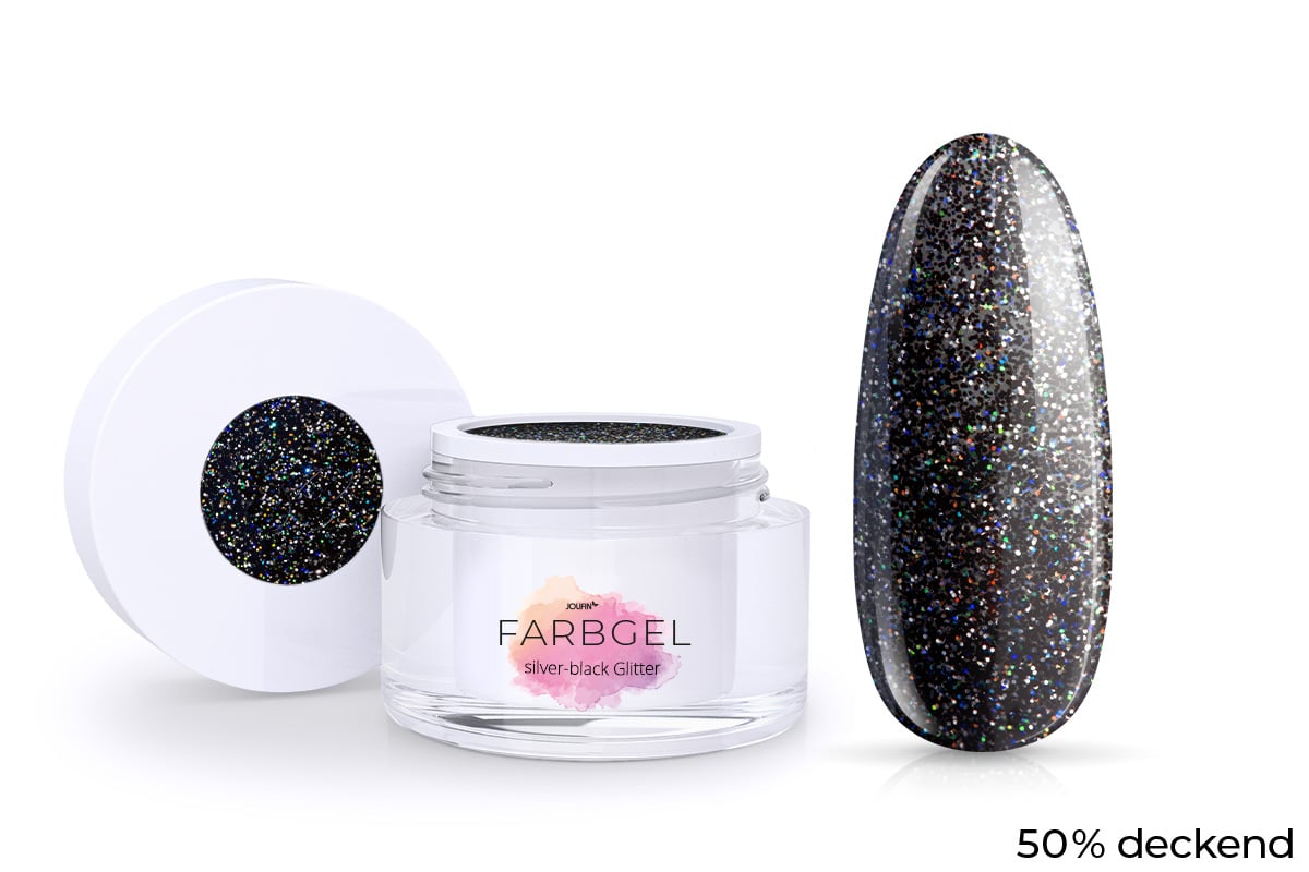 Jolifin colour gel silver-black glitter 5ml