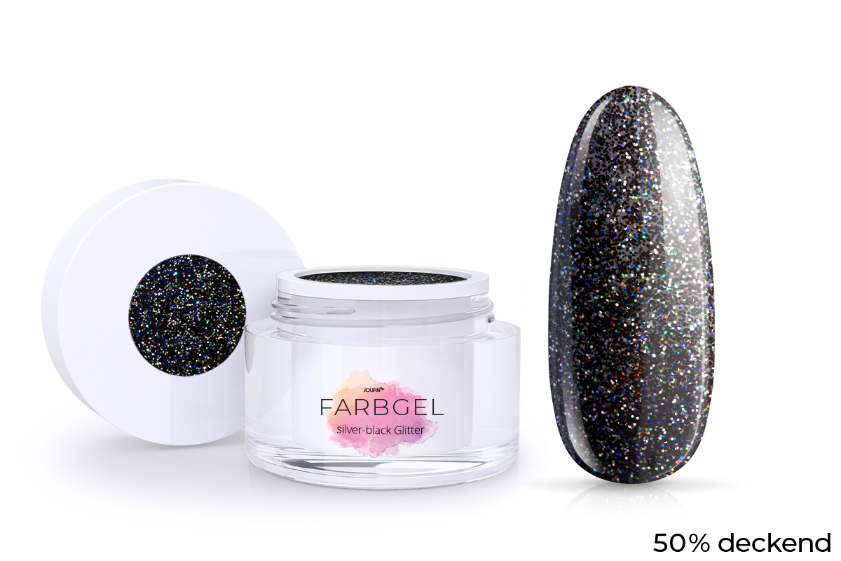 Jolifin Farbgel silver-black Glitter 5ml