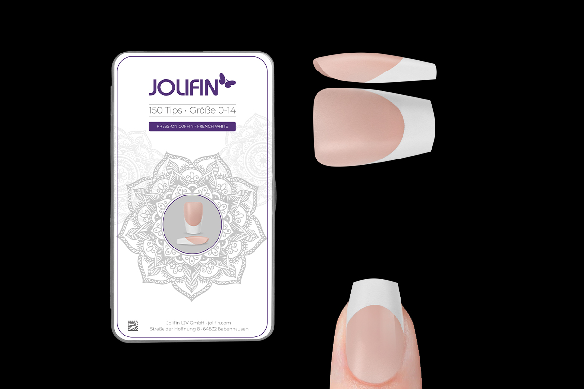 Jolifin 150er Tipbox Press-On Coffin - French-White