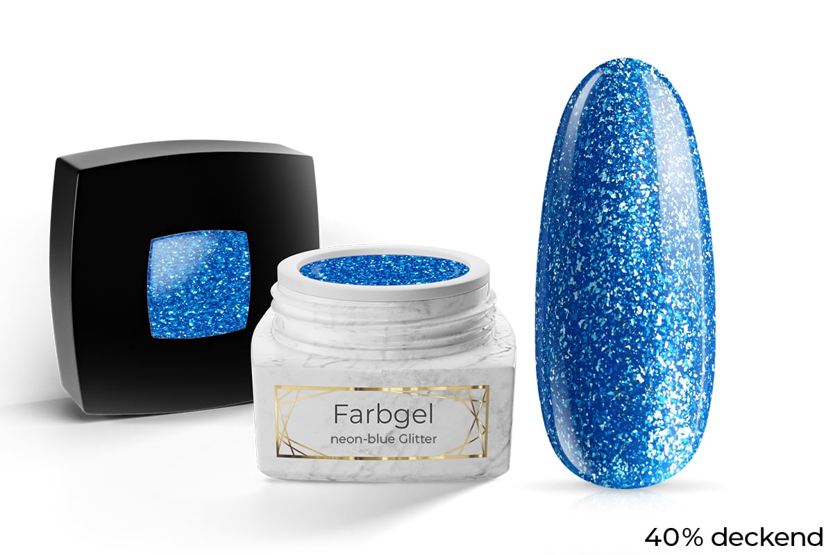 Jolifin LAVENI PRO Farbgel - neon-blue Glitter 5ml