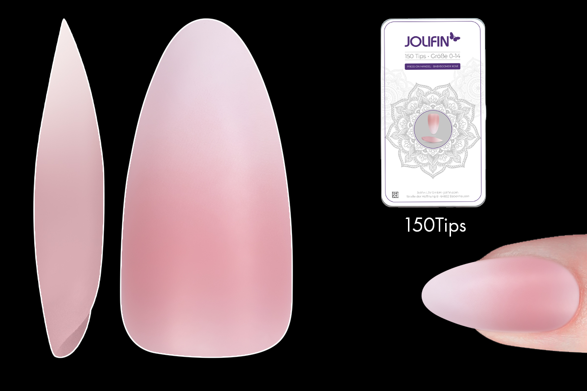 Jolifin 150er Tipbox Press-On Mandel - Babyboomer rosé