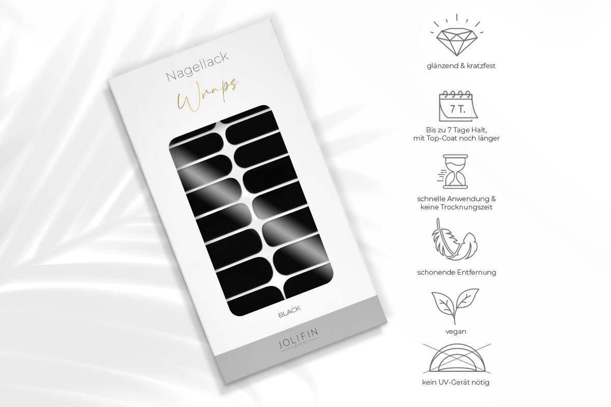 Jolifin LAVENI Nagellack-Wraps - black