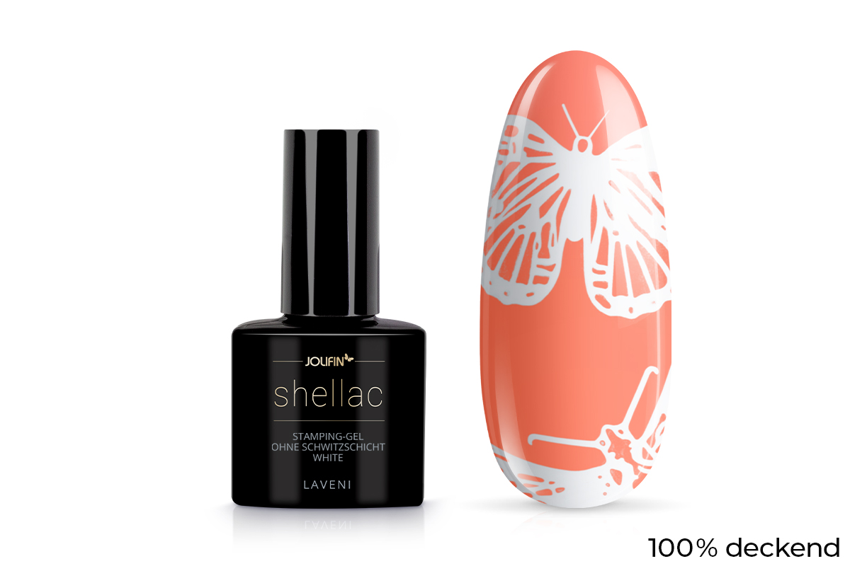 Jolifin LAVENI Shellac - Stamping-Gel ohne Schwitzschicht white 5ml