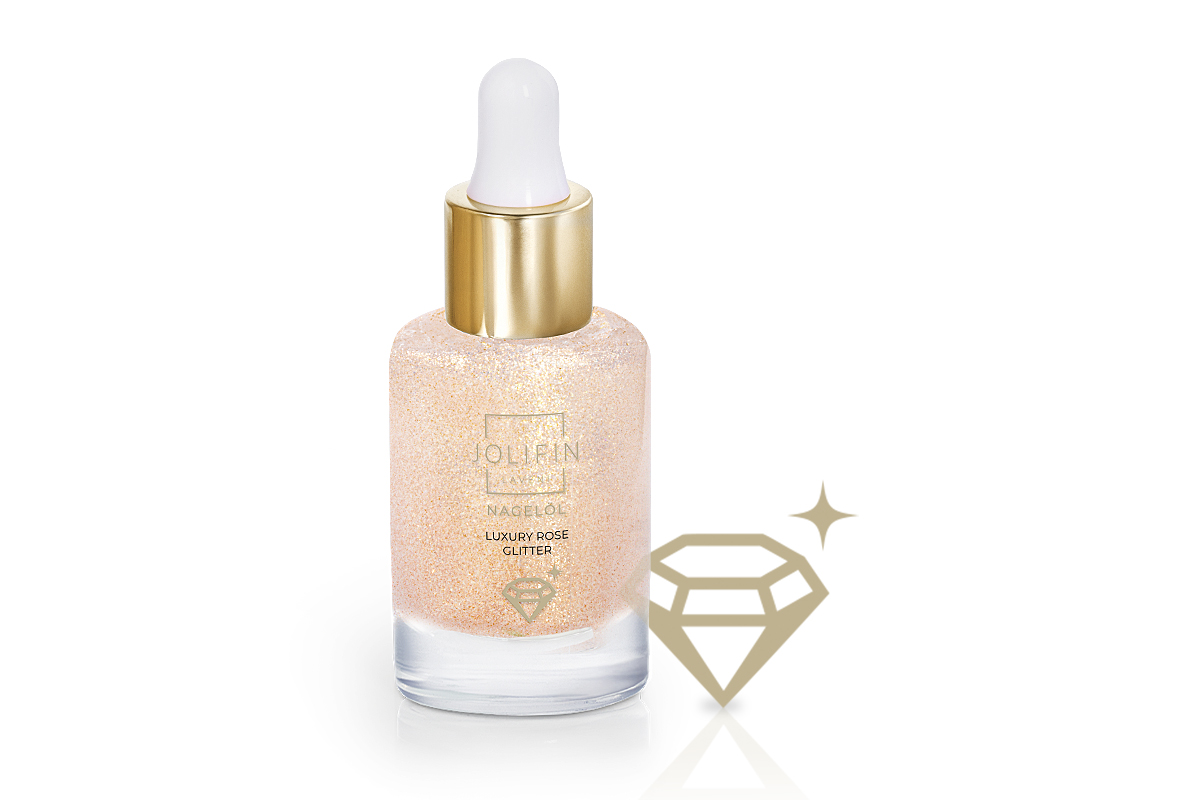 Jolifin LAVENI Nagelöl - luxury rose Glitter 10ml
