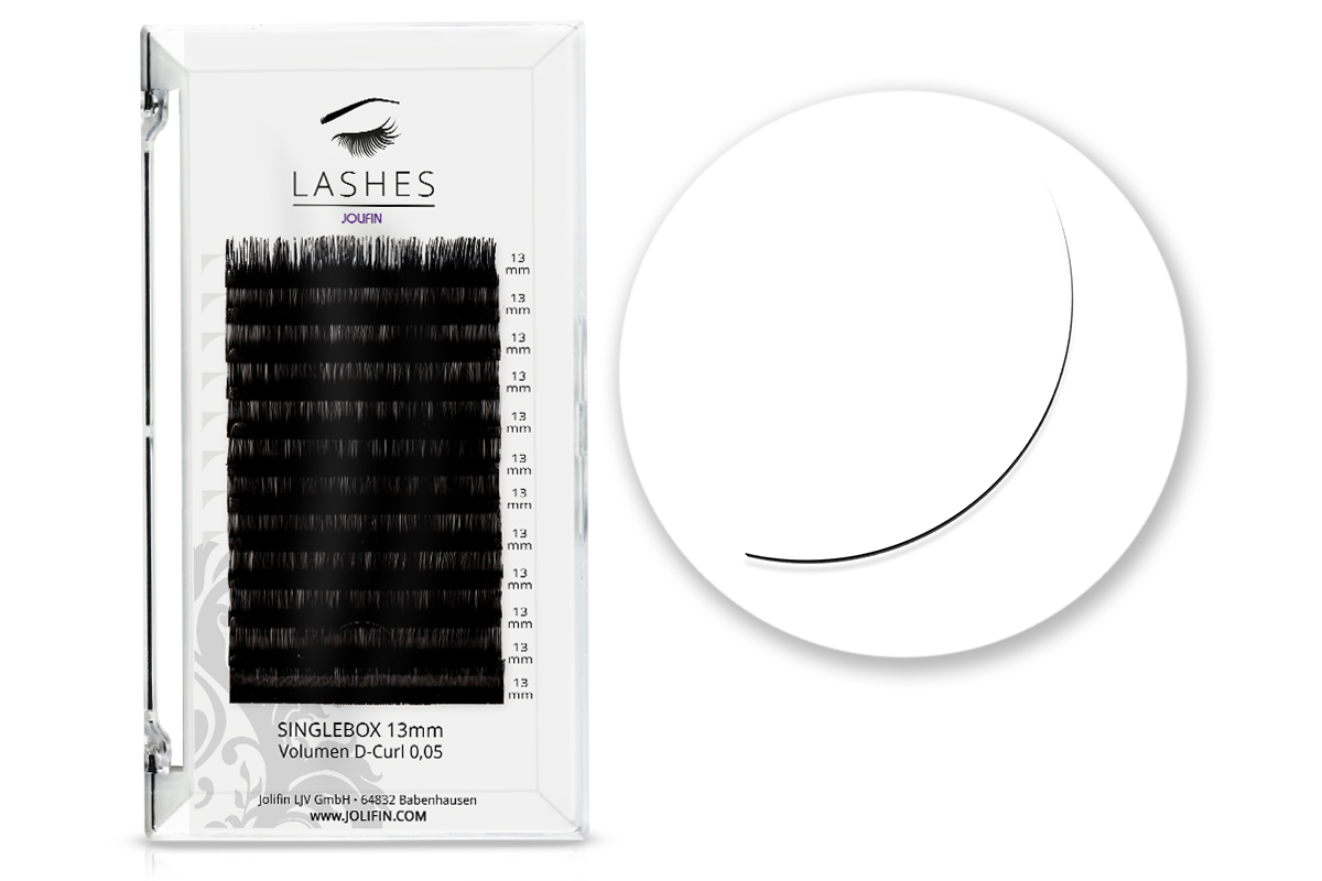 Jolifin Lashes - SingleBox 13mm - Volumen D-Curl 0,05