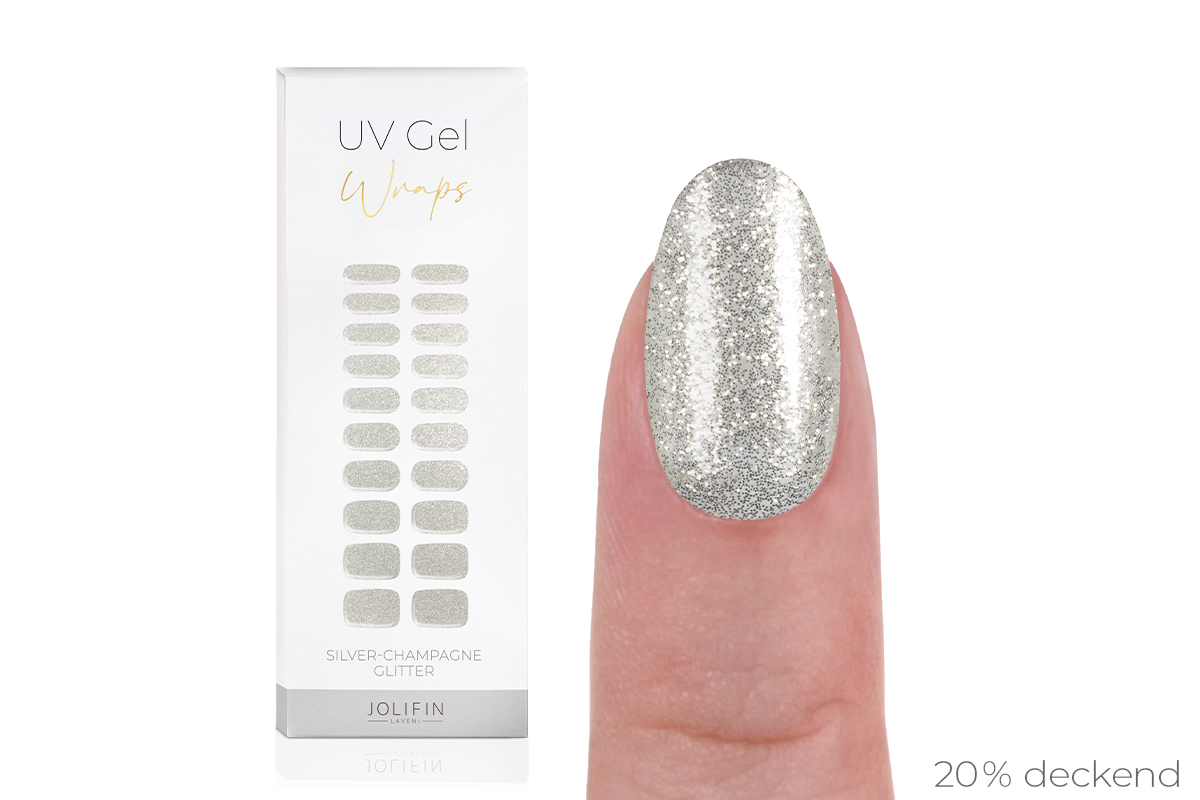 Jolifin LAVENI UV Gel Wraps - silver-champagne Glitter