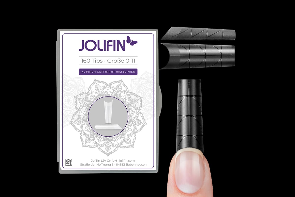 Jolifin 160 tip box - XL Pinch Coffin with guide lines