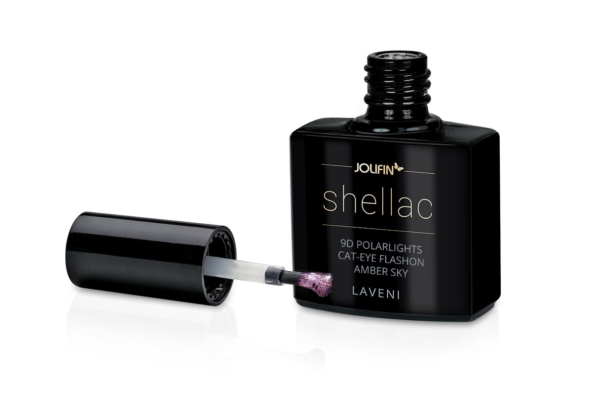 Jolifin LAVENI Shellac - 9D Polarlights Cat-Eye FlashOn amber sky 10ml