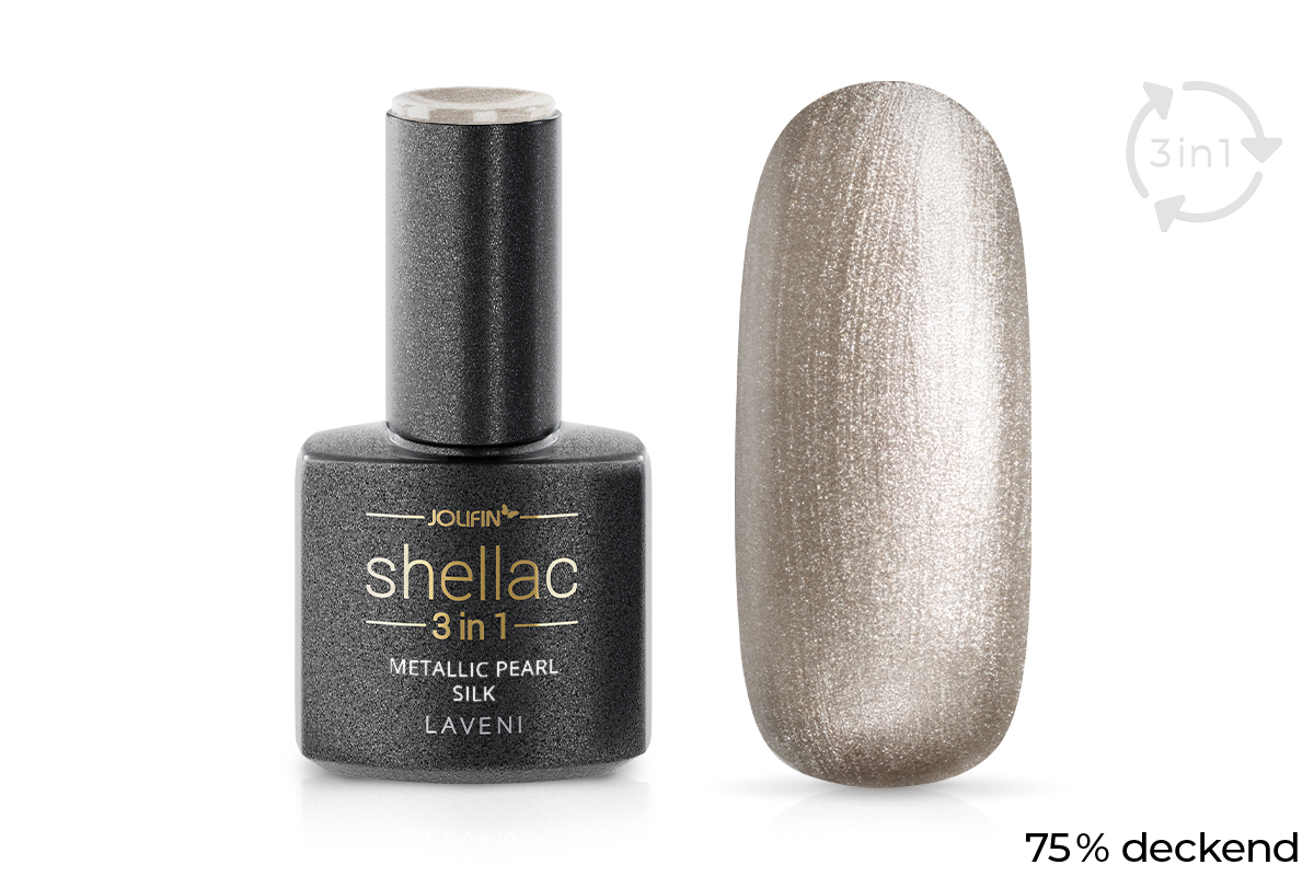Jolifin LAVENI 3in1 Shellac - metallic pearl silk 10ml