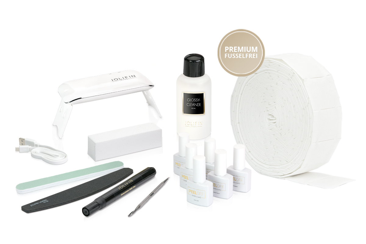 Jolifin LAVENI Shellac PeelOff Starter-Set - M - Mini Gerät 