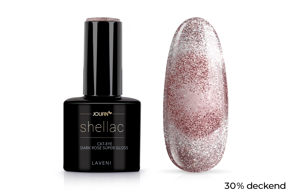 Jolifin LAVENI Shellac - Cat-Eye dark rose super gloss 10ml