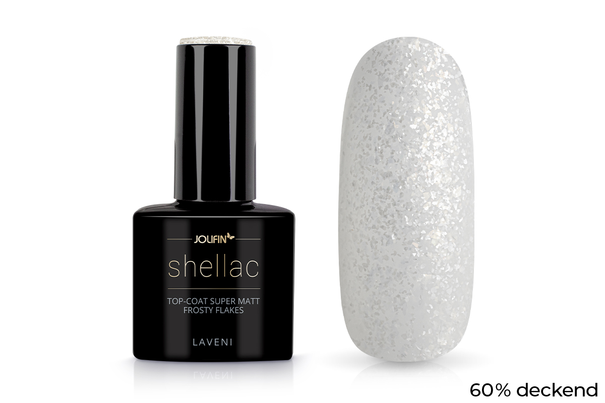 Jolifin LAVENI Shellac - Top-Coat super matt frosty flakes 10ml