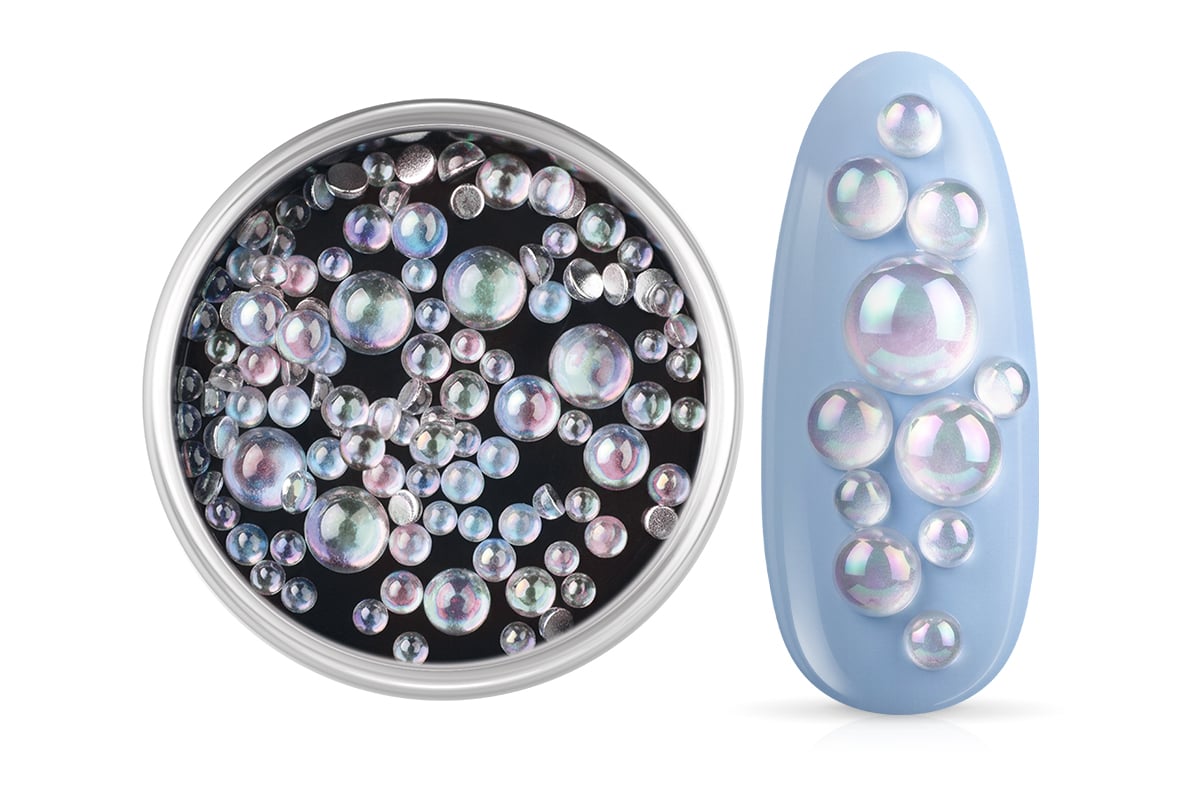 Jolifin Halbperlen - Bubbles white aurora