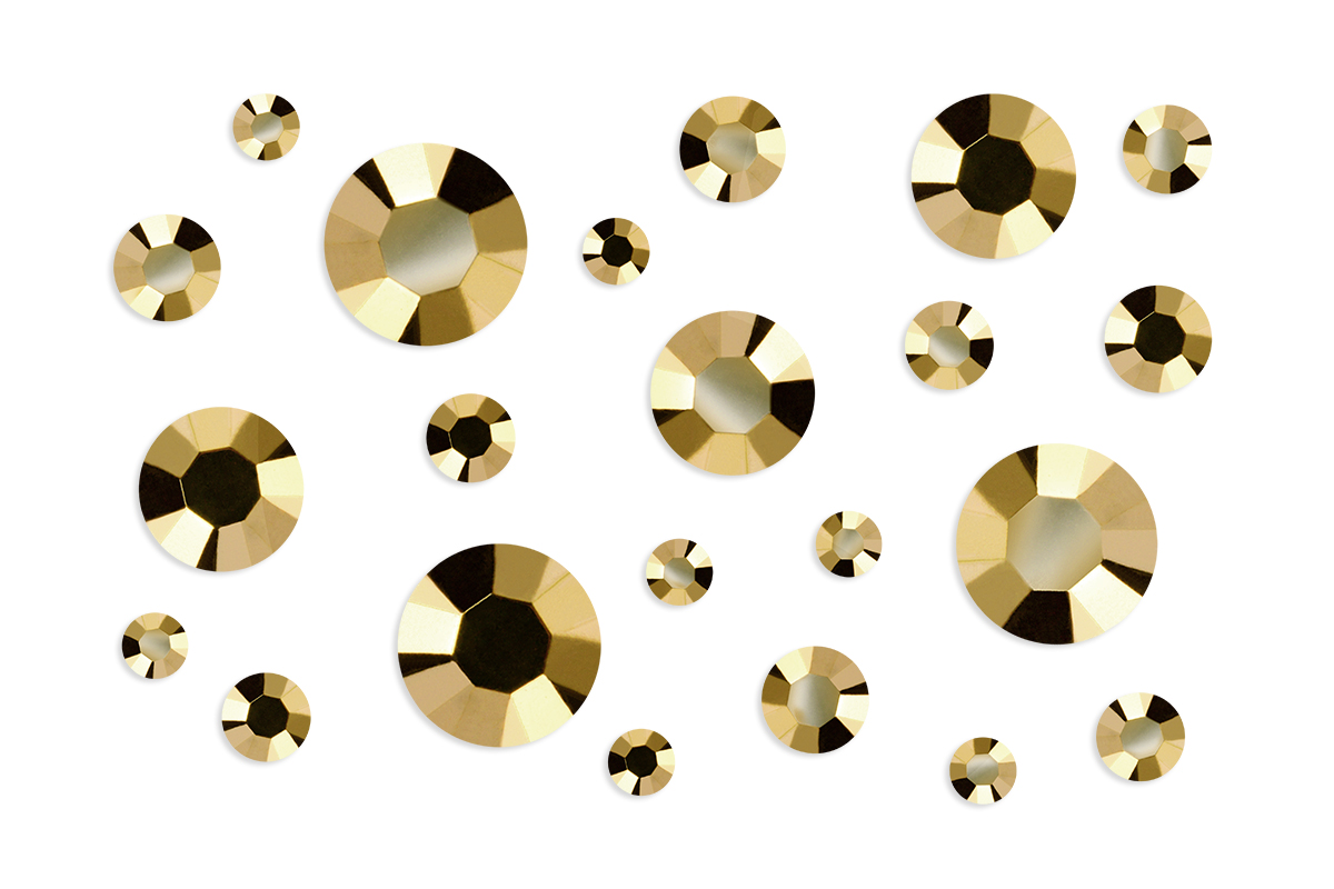 Jolifin rhinestone display metallic gold